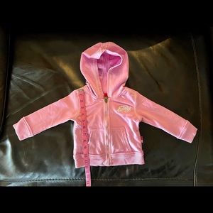 ECKORED Zip-Up Pink Hoodie with Stitch Detailing around zipper 18 month
